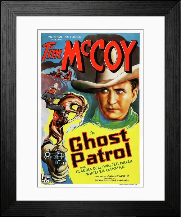 Framed Print : GHOST PATROL, US poster art, Tim McCoy, 1936 Framed Print : GHOST PATROL, US poster art, Tim McCoy, 1936