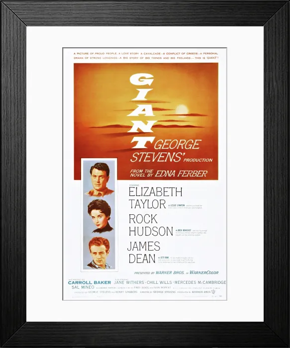 Framed Print : GIANT, US poster art, from left: Elizabeth Taylor, Rock Hudson, James Dean, 1956