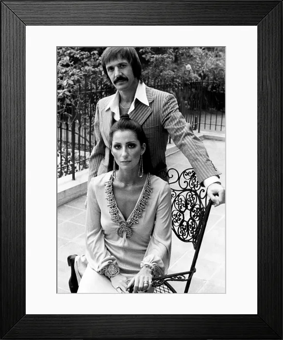Framed Print : Sonny & Cher, Sonny (top), Cher (bottom), husband and wife musicians, circa 1970. Courtesy: CSU Archives / Everett Collection