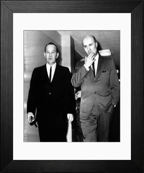 Framed Print : Don Spade Cooley (left), with his attorney, P