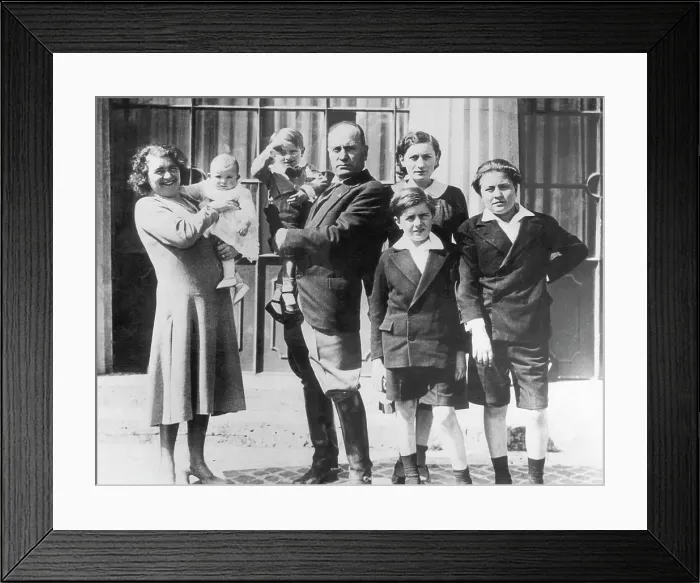 Framed Print : Prime Minister of Italy Benito Mussolini, with his wife Rachele Mussolini (far left), and their five children, c. 1930.. Courtesy: CSU Archives / Everett Collection Framed Print : Prime Minister of Italy Benito Mussolini, with his wife Rachele Mussolini (far left), and their five children, c. 1930.. Courtesy: CSU Archives / Everett Collection