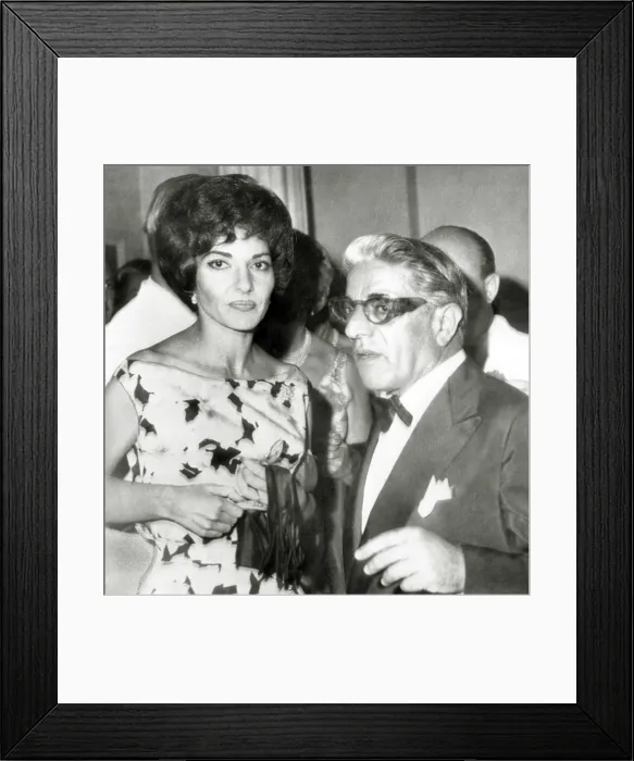 Framed Print : ARISTOTLE ONASSIS, with opera star MARIA CALLAS, out at Monte Carlo's International Sporting Club, following a charity ball given by Prince Rainier & Princess Grace, c