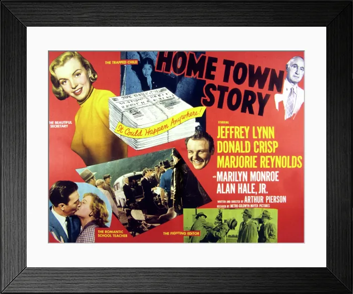 Framed Print : HOME TOWN STORY, Marilyn Monroe, Jeffrey Lynn, Marjorie Reynolds, Alan Hale Jr. Donald Crisp, 1951