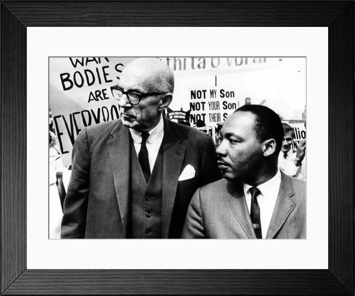 Framed Print : Dr. Benjamin Spock, Martin Luther King Jr. lead nearly 5, 000 marchers through the Chicago Loop to protest U.S. policy in Vietnam, March 25, 1967