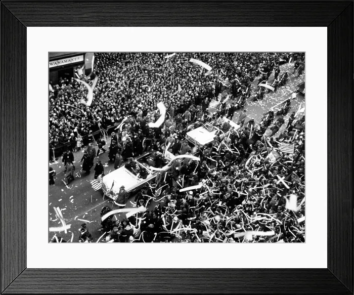 Framed Print : Astronaut John Glenn, receiving a tickertape parade after becoming the first American in orbit. Lower Broadway, New York City, March 1, 1962
