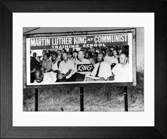 Framed Print : A billboard in Selma, Alabama, on U.S. 80, the highway over which 300 civil rights marchers, led by Dr