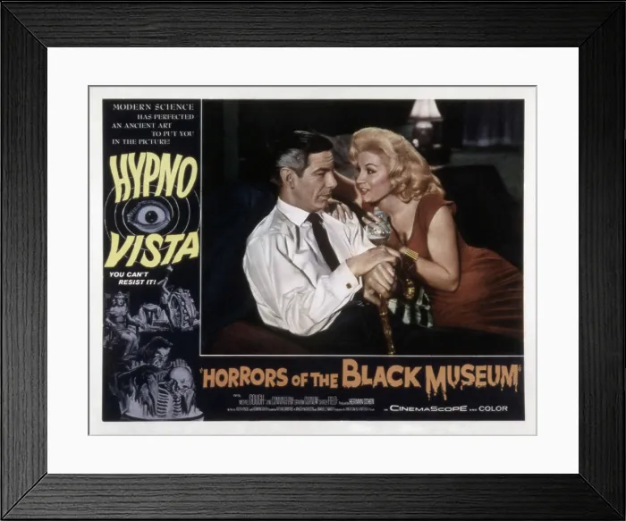 Framed Print : HORRORS OF THE BLACK MUSEUM, (aka CRIME IN THE MUSEUM OF HORRORS), Michael Gough, June Cunningham, 1959