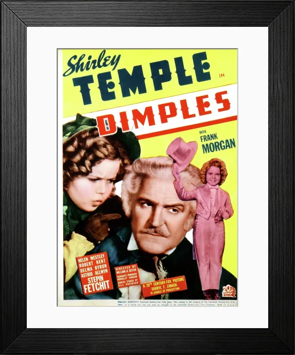 Framed Print : DIMPLES, from left: Shirley Temple, Frank Morgan, Shirley Temple on midget window card, 1936, TM and Copyright 20th Century Fox Film Corp