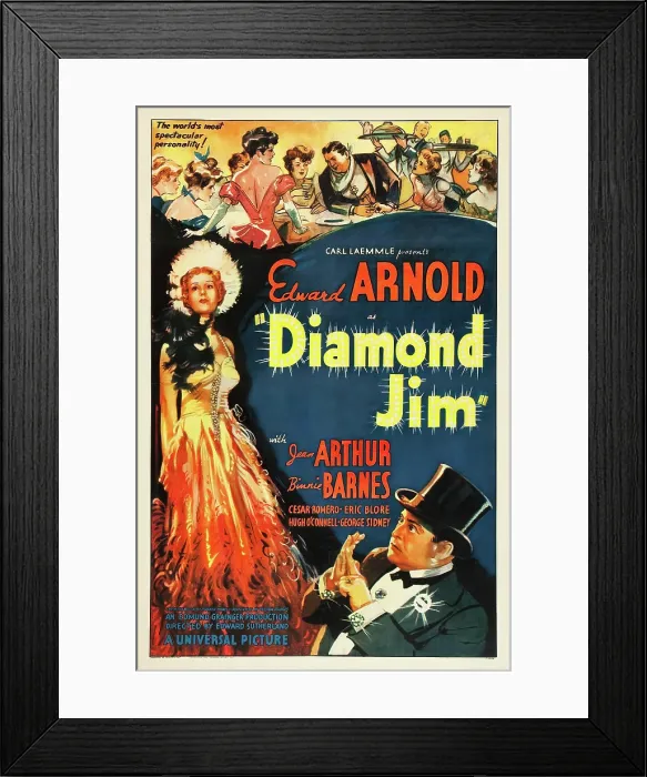 Framed Print : DIAMOND JIM, US poster art, bottom left: Jean Arthur, bottom right: Edward Arnold, 1935