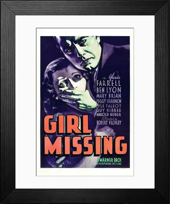Framed Print : GIRL MISSING, US poster, from left: Peggy Shannon, Ben Lyon, 1933