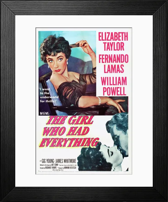 Framed Print : THE GIRL WHO HAD EVERYTHING, Elizabeth Taylor, Fernando Lamas, 1953