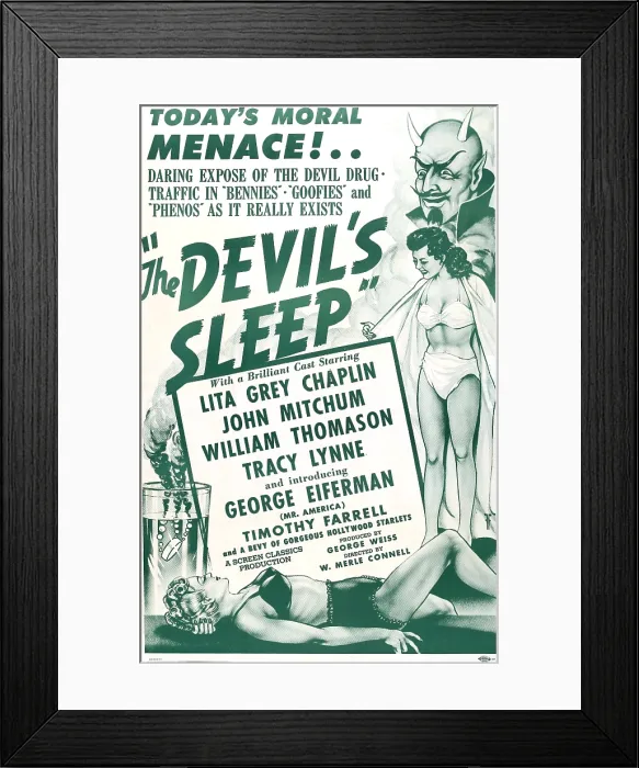 Framed Print : THE DEVIL'S SLEEP, US poster, 1951