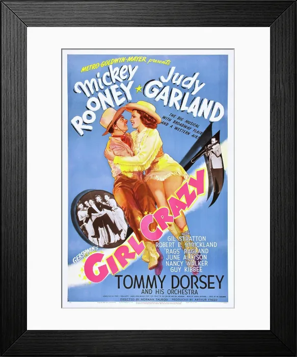Framed Print : GIRL CRAZY, US poster art, from left: Mickey Rooney, Judy Garland, 1943