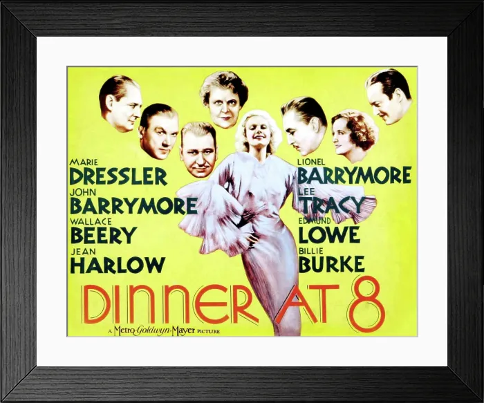 Framed Print : DINNER AT EIGHT, from left: Lionel Barrymore, Lee Tracy, Wallace Beery, Marie Dressler, Jean Harlow, John Barrymore, Billie Burke, 1933