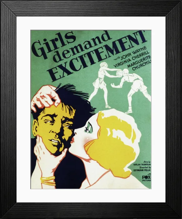 Framed Print : GIRLS DEMAND EXCITEMENT, John Wayne, Virginia Cherrill, 1931, TM and copyright 20th Century Fox Film Corp. All rights reserved  /  Courtesy: Everett Collection