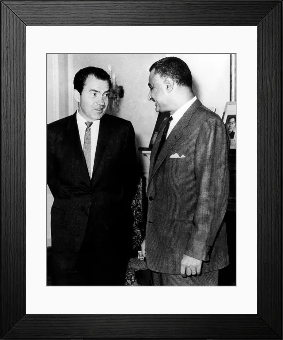 Framed Print : U.S. President Richard Nixon and the President of Egypt Gamal Abdel Nasser, meeting in Cairo, Egypt, 1970.. Courtesy: CSU Archives  /  Everett Collection