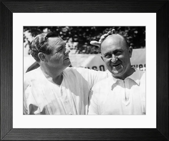 Framed Print : Babe Ruth, and Ty Cobb, circa 1941. Courtesy: CSU Archives / Everett Collection