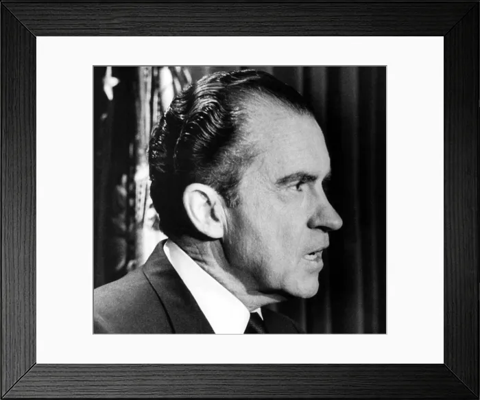 Framed Print : President Richard Nixon in the White House after giving a nationally broadcast speech, Washington D.C. October 17, 1969.. Courtesy: CSU Archives  /  Everett Collection