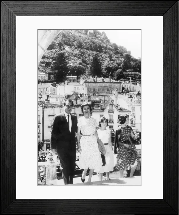 Framed Print : The Nixon family vacationing in Europe: former Vice President Richard Nixon, Pat Nixon, Tricia Nixon, Julie Nixon, Sintra, Portugal, June 19, 1963