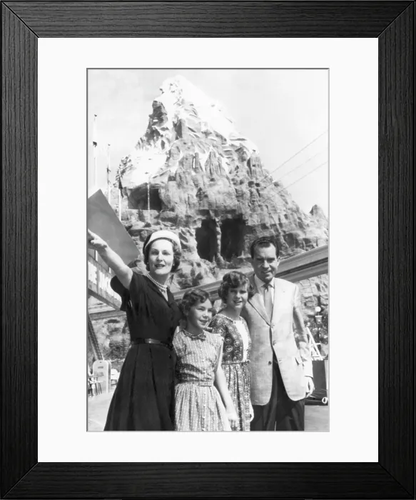 Framed Print : The Nixon family on vacation: Pat Nixon, Julie Nixon, Tricia Nixon, and Vice President Richard Nixon, Disneyland, California, June 14, 1959