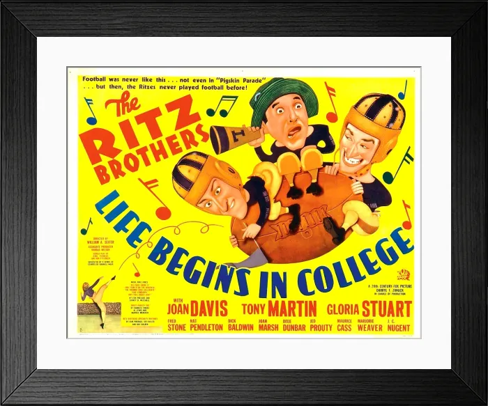 Framed Print : LIFE BEGINS IN COLLEGE, the Ritz Brothers (Al, Harry, Jimmy), 1937, TM and copyright 20th Century Fox Film Corp. All rights reserved / Courtesy: Everett Collection Framed Print : LIFE BEGINS IN COLLEGE, the Ritz Brothers (Al, Harry, Jimmy), 1937, TM and copyright 20th Century Fox Film Corp. All rights reserved / Courtesy: Everett Collection