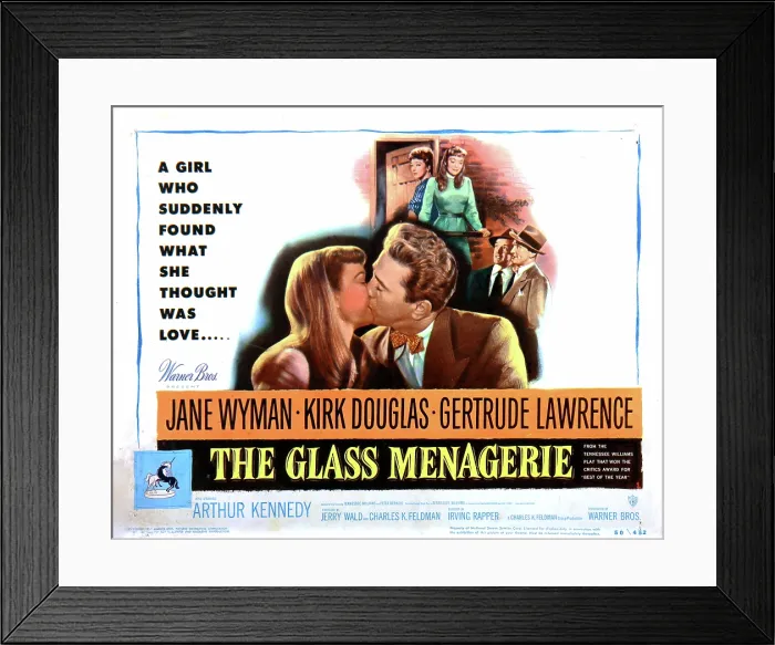 Framed Print : THE GLASS MENAGERIE, Jane Wyman, Kirk Douglas, 1950 Framed Print : THE GLASS MENAGERIE, Jane Wyman, Kirk Douglas, 1950