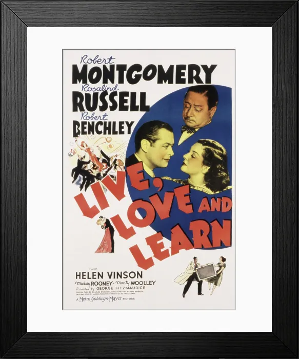 Framed Print : LIVE, LOVE AND LEARN, Robert Montgomery, Rosalind Russell, Robert Benchley, 1937 Framed Print : LIVE, LOVE AND LEARN, Robert Montgomery, Rosalind Russell, Robert Benchley, 1937