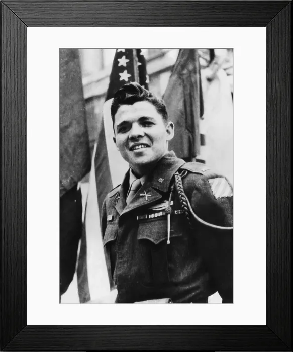 Framed Print : Audie Murphy (1924-1971), most decorated U.S. combat soldier in World War II, June, 1945. Courtesy: CSU Archives / Everett Collection