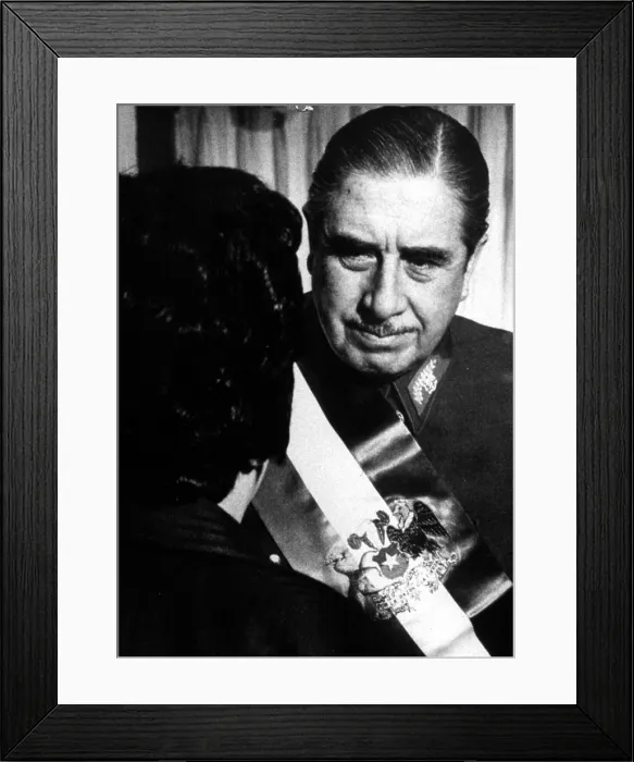 Framed Print : Chilean Dictator Augusto Pinochet in 1974, following the coup that overthrew the democratically elected government of Salvador Allende.'