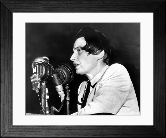 Framed Print : Ayn Rand testifying before House Un-American Activities Committee as a friendly witness, 10 / 20 / 47. Courtesy: CSU Archives  /  Everett Collection