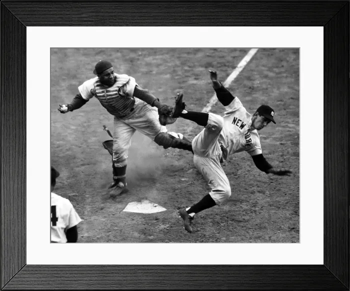 Framed Print : Yankee Billy Martin runs into Dodger's catcher Roy Campanella for the final out of the fourth game in the 1953 World Series. Courtesy: CSU Archives / Everett Collection
