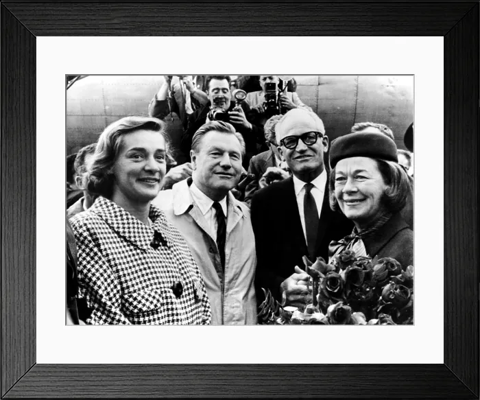 Framed Print : Barry Goldwater (2nd from right), Mrs. Nelson Rockefeller, Gov. Nelson Rockefeller, Goldwater, Mrs. Barry Goldwater, at a Political Rally, Albany, NY, 09 / 25 / 64
