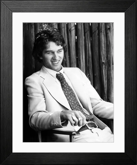 Framed Print : Robert F. Kennedy Jr. relaxes during a meeting with the press in New York to promote The Last Frontier, a television special he stars in, September 8, 1975