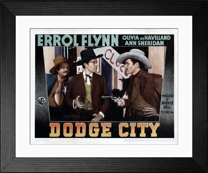 Framed Print : DODGE CITY, from left, Alan Hale, Sr. Bruce Cabot, Errol Flynn, 1939 Framed Print : DODGE CITY, from left, Alan Hale, Sr. Bruce Cabot, Errol Flynn, 1939