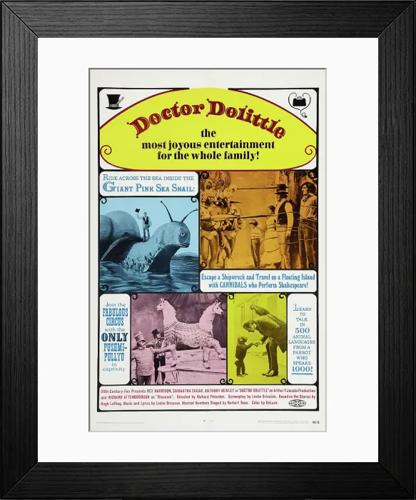 Framed Print : DOCTOR DOLITTLE, US poster, top left and bottom right: Rex Harrison, 1967. TM & Copyright 20th Century Fox Film Corp. / courtesy Everett Collection Framed Print : DOCTOR DOLITTLE, US poster, top left and bottom right: Rex Harrison, 1967. TM & Copyright 20th Century Fox Film Corp. / courtesy Everett Collection