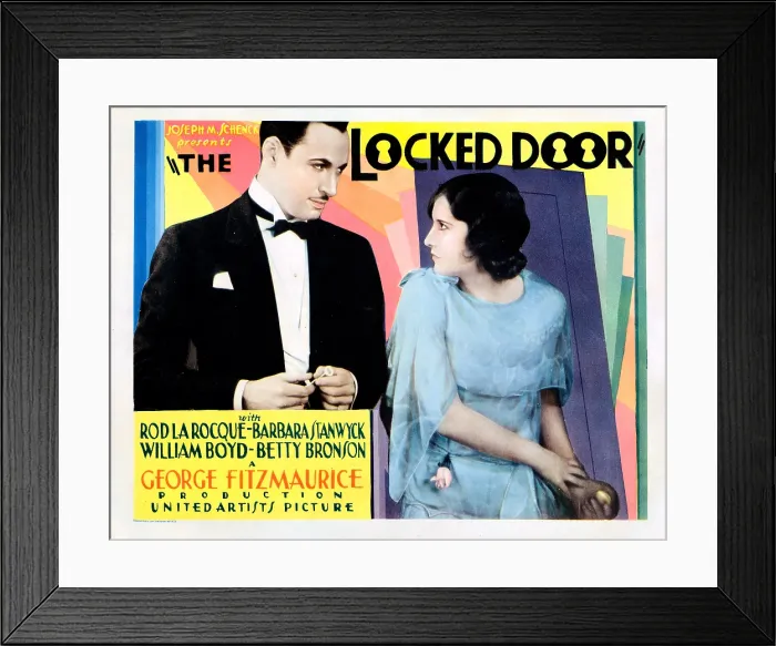 Framed Print : THE LOCKED DOOR, US lobbycard, from left, Rod La Rocque, Barbara Stanwyck, 1929 Framed Print : THE LOCKED DOOR, US lobbycard, from left, Rod La Rocque, Barbara Stanwyck, 1929