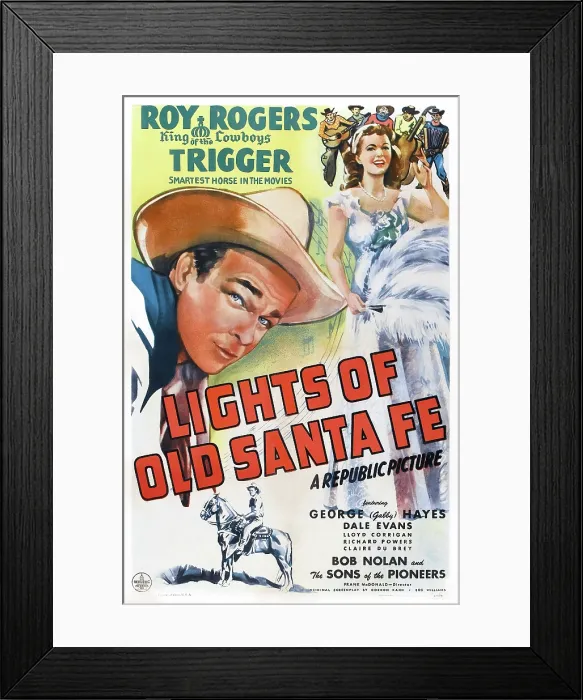 Framed Print : LIGHTS OF OLD SANTA FE, US poster, Roy Rogers, Dale Evans, Trigger, 1944