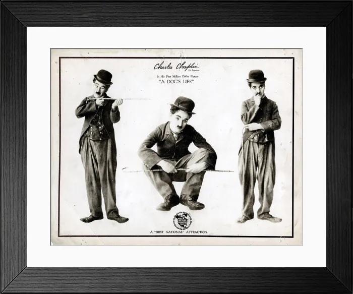 Framed Print : A DOG'S LIFE, Charlie Chaplin, lobbycard, 1918