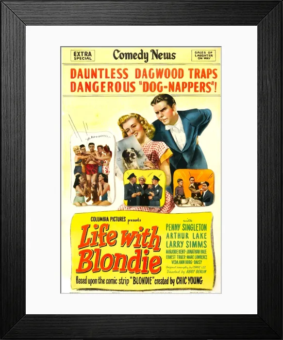 Framed Print : LIFE WITH BLONDIE, US poster, top from left: Penny Singleton, Arthur Lake, 1945