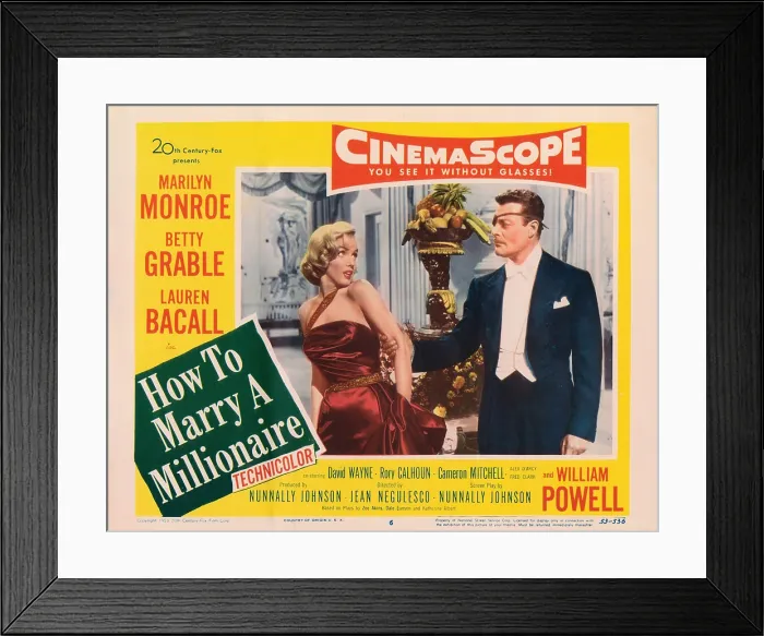 Framed Print : HOW TO MARRY A MILLIONAIRE, Marilyn Monroe, Alex D'Arcy, 1953, TM & Copyright (c) 20th Century Fox Film Corp. All rights reserved Framed Print : HOW TO MARRY A MILLIONAIRE, Marilyn Monroe, Alex D'Arcy, 1953, TM & Copyright (c) 20th Century Fox Film Corp. All rights reserved