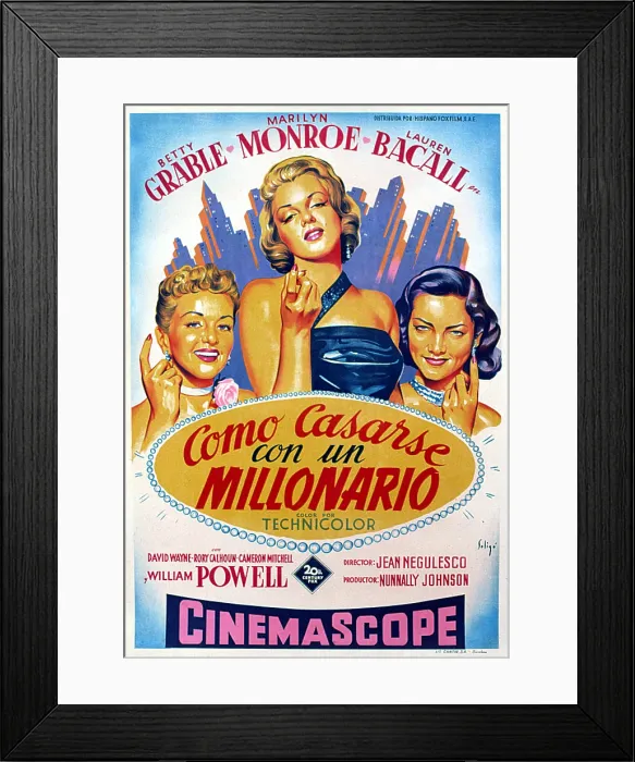 Framed Print : HOW TO MARRY A MILLIONAIRE, Betty Grable, Marilyn Monroe, Lauren Bacall, 1953, TM & Copyright (c) 20th Century Fox Film Corp. All rights reserved