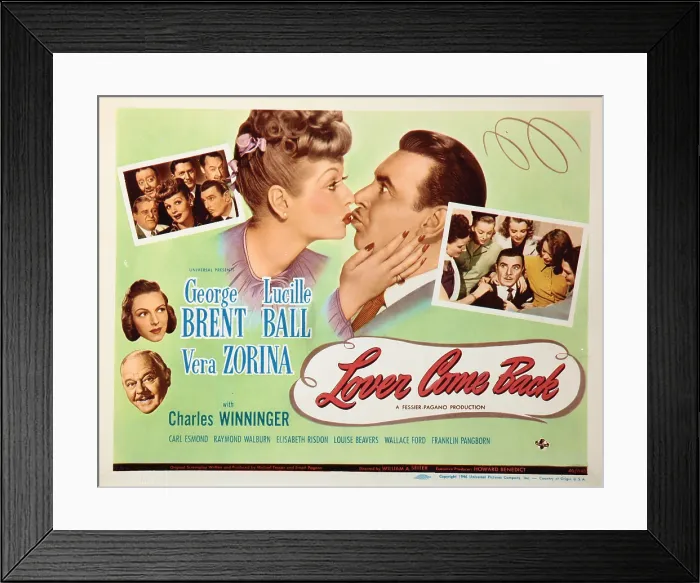 Framed Print : LOVER COME BACK, Lucille Ball, George Brent, 1946
