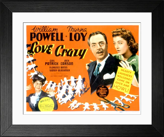 Framed Print : LOVE CRAZY, William Powell, Myrna Loy, 1941