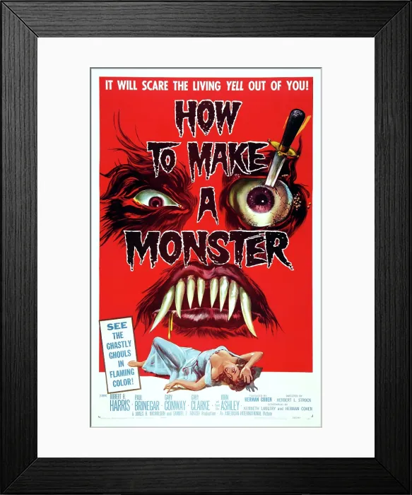 Framed Print : HOW TO MAKE A MONSTER, 1-sheet poster art, 1958 Framed Print : HOW TO MAKE A MONSTER, 1-sheet poster art, 1958