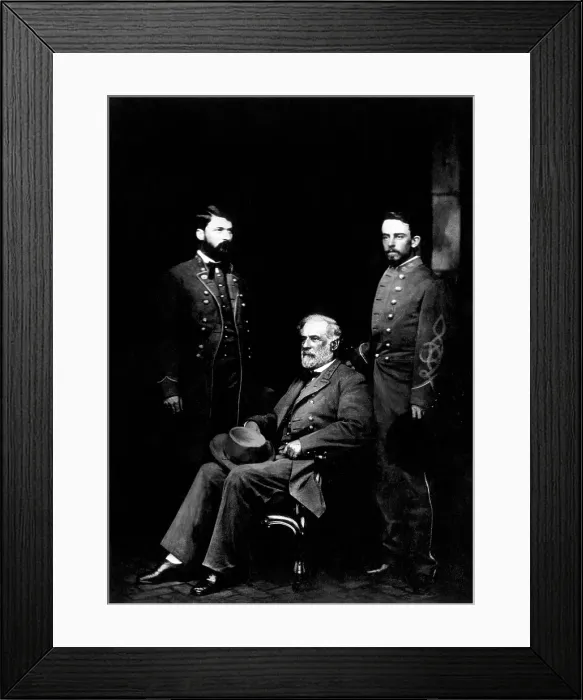 Framed Print : U.S. Army General Robert E. Lee (center), with his son General Curtis Lee (left), and Colonel Walter Taylor (right), c. 1860s.. Courtesy: CSU Archives / Everett Collection Framed Print : U.S. Army General Robert E. Lee (center), with his son General Curtis Lee (left), and Colonel Walter Taylor (right), c. 1860s.. Courtesy: CSU Archives / Everett Collection