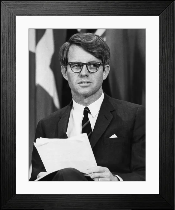 Framed Print : Senator Robert F. Kennedy waits to address 14, 500 students at Kansas State University, March 25, 1968.. Courtesy: CSU Archives  /  Everett Collection