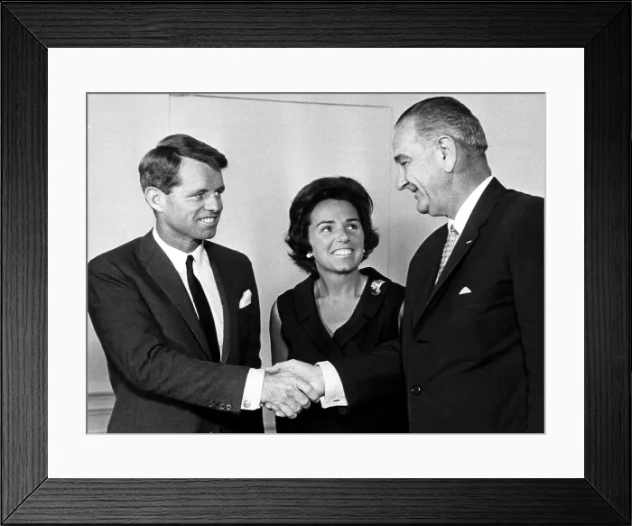 Framed Print : Robert F. Kennedy resigning as Attorney General, Ethel Kennedy, President Lyndon B. Johnson, Washington D.C. September 3, 1964.. Courtesy: CSU Archives / Everett Collection Framed Print : Robert F. Kennedy resigning as Attorney General, Ethel Kennedy, President Lyndon B. Johnson, Washington D.C. September 3, 1964.. Courtesy: CSU Archives / Everett Collection