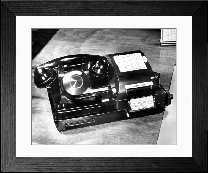 Framed Print : The dialphone, invented and manufactured by James Kilburg, the first electrically operated speed dial telephone, 1951.. Courtesy: CSU Archives  /  Everett Collection