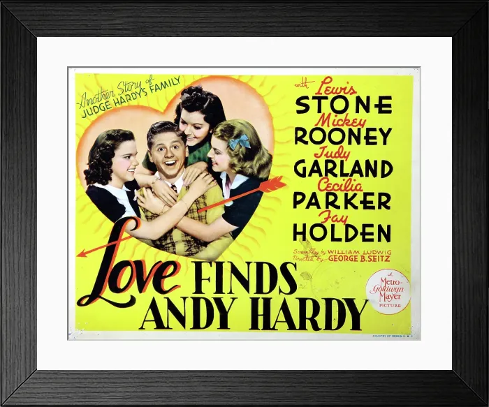 Framed Print : LOVE FINDS ANDY HARDY, Judy Garland, Mickey Rooney, Ann Rutherford, Lana Turner, 1938