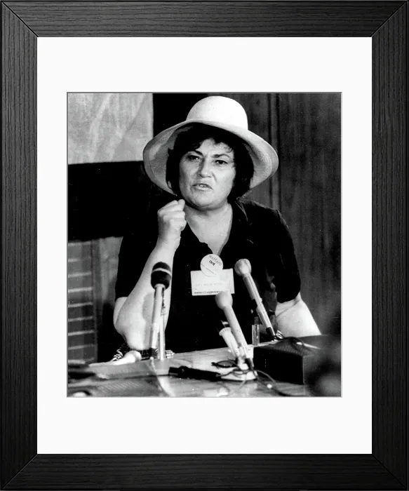 Framed Print : Rep. Bella Abzug at a press conference about Welfare rights, Providence, RI, 1971. Courtesy: CSU Archives  /  Everett Collection